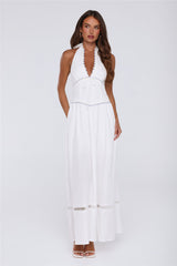 Pastel Promises Halter Maxi Dress White