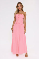 Hour Whispers Strapless Maxi Dress Pink