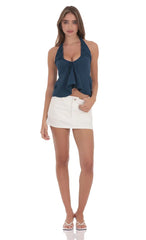 Scrunch Halter Top in Navy
