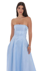 Sheen Empire Waist Maxi Dress in Blue