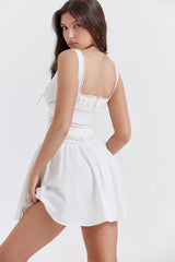 White Lace Trim Mini Dress