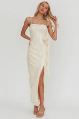 She Glows Cami Strap Sequin Maxi Dress Champagne