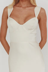 Baylin Layered Mermaid Hem Maxi Dress Cream