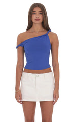 Off Shoulder Twist Top in Blue
