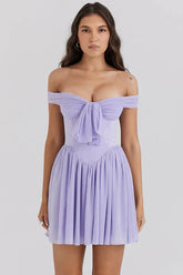 Soleil Orchid Off Shoulder Mini Dress