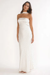 Damsel Reverse Halter Maxi Dress Polka Dot White