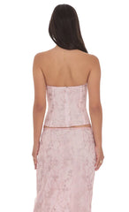 Glitter Floral Corset Top in Pink