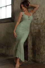 Nadia Ruched Fishtail Maxi Dress