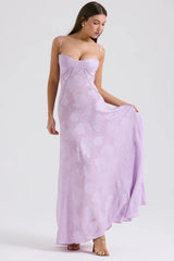 Serena Retro Purple Printed Maxi Dress