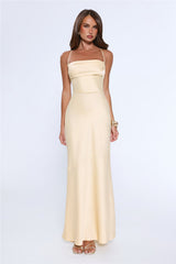 Evening Energy Satin Maxi Dress Yellow