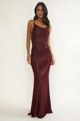 Oralia Criss-Cross Back Maxi Dress Burgundy