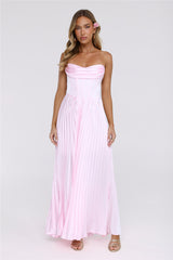 Starlit Kiss Satin Maxi Dress Blush