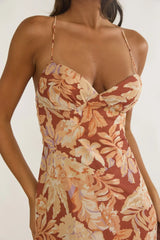 Charlisa Strappy Back Ruffle Maxi Dress Floral Yellow