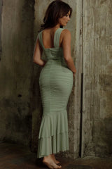 Nadia Ruched Fishtail Maxi Dress