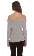 Off Shoulder Knitted Jumper in Grey