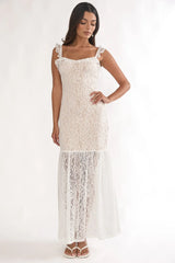 Noraya Lace Overlay Maxi Dress White