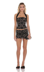 Lace Halter Top in Black