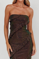 Metrics Strapless Frill Maxi Dress Black
