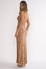 Kyma One-Shoulder Cut-Out Maxi Dress Mocha