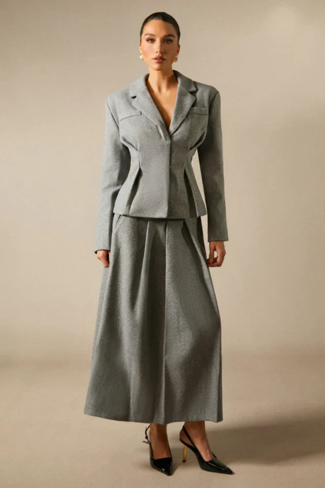 Georgia Lapel Blazer Midi Skirt Set