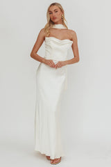 Navi Strapless Laced Back Maxi Dress Oyster
