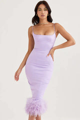 Helena Orchid Satin Midi Dress