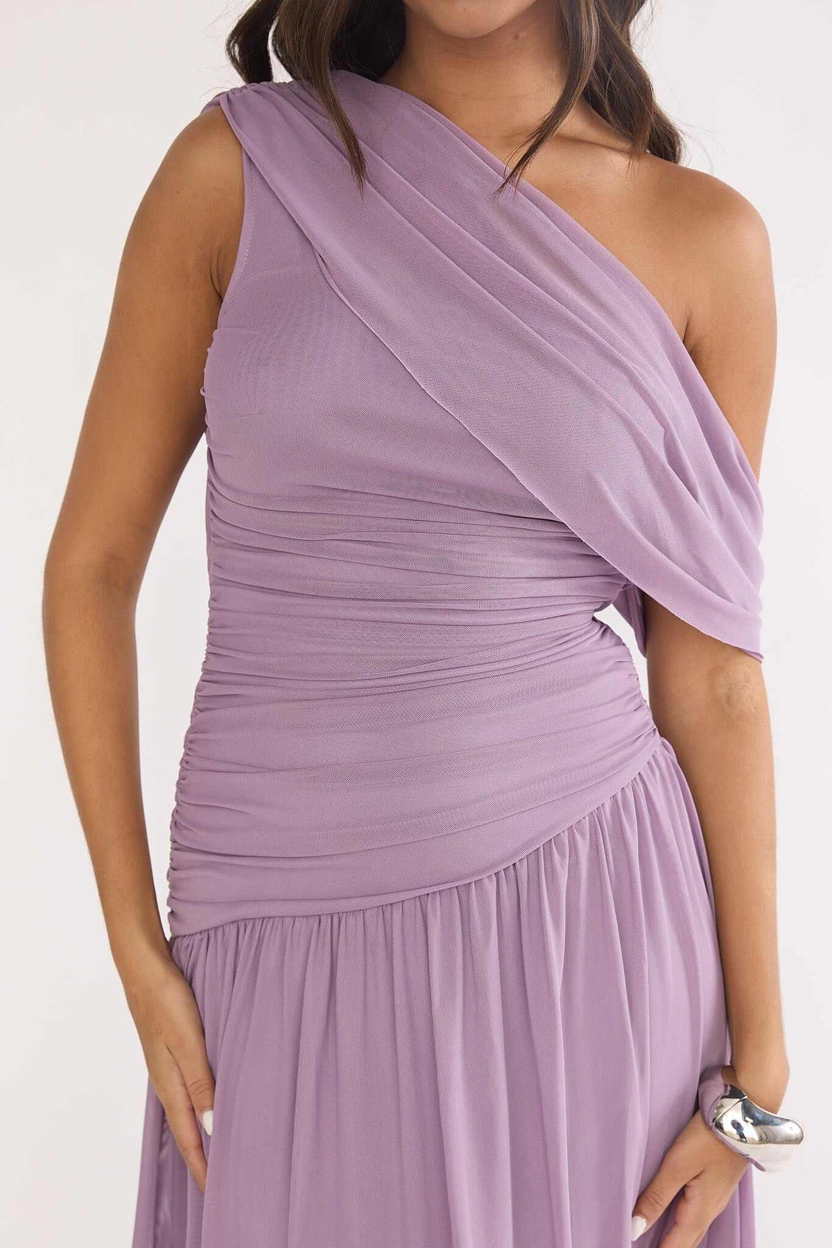 Amretha Asymmetric Neckline Maxi Dress Amethyst