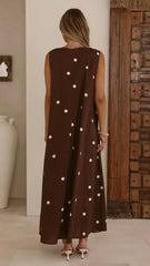 Scout Maxi Dress - Chocolate/White Polka