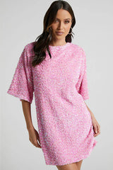 Velour Sequins Mini Dress