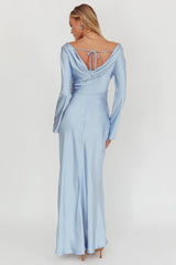 Loveland Long Sleeve Cowl Back Maxi Dress Blue